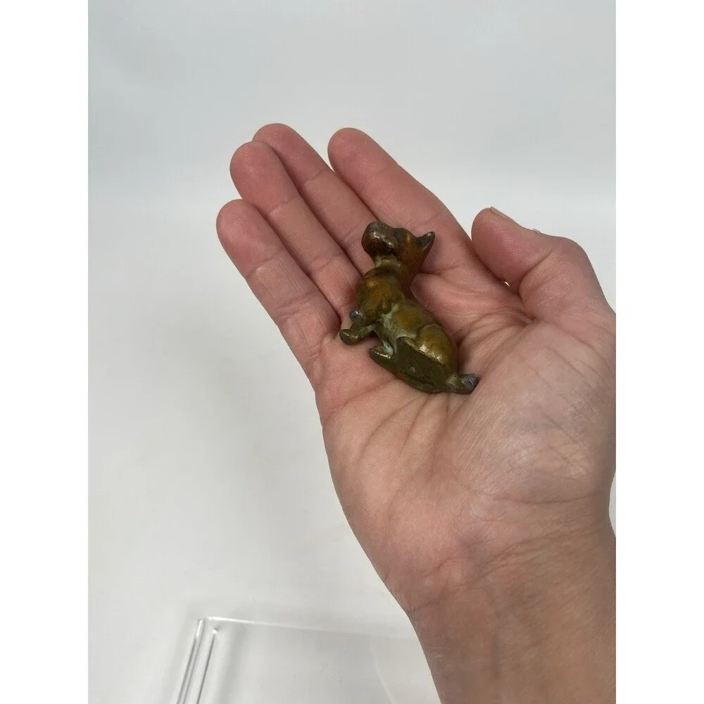 Vtg Cast Metal Scottie Dog Figurine 2” Mid Century Bronze Finish MCM Decor